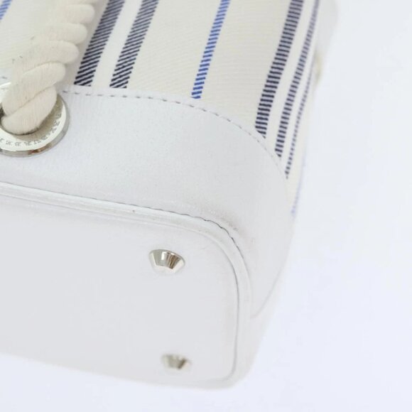 BURBERRY Hand Bag Canvas White Navy Silver Auth 91265 - Picture 10 of 15